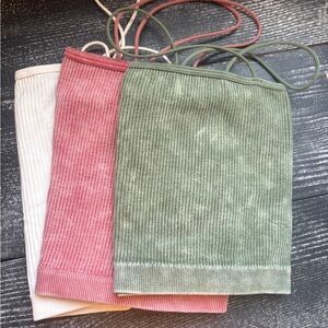 Aeropostale Ribbed Crop Tops in Olive Green, Dusty Pink & Cream